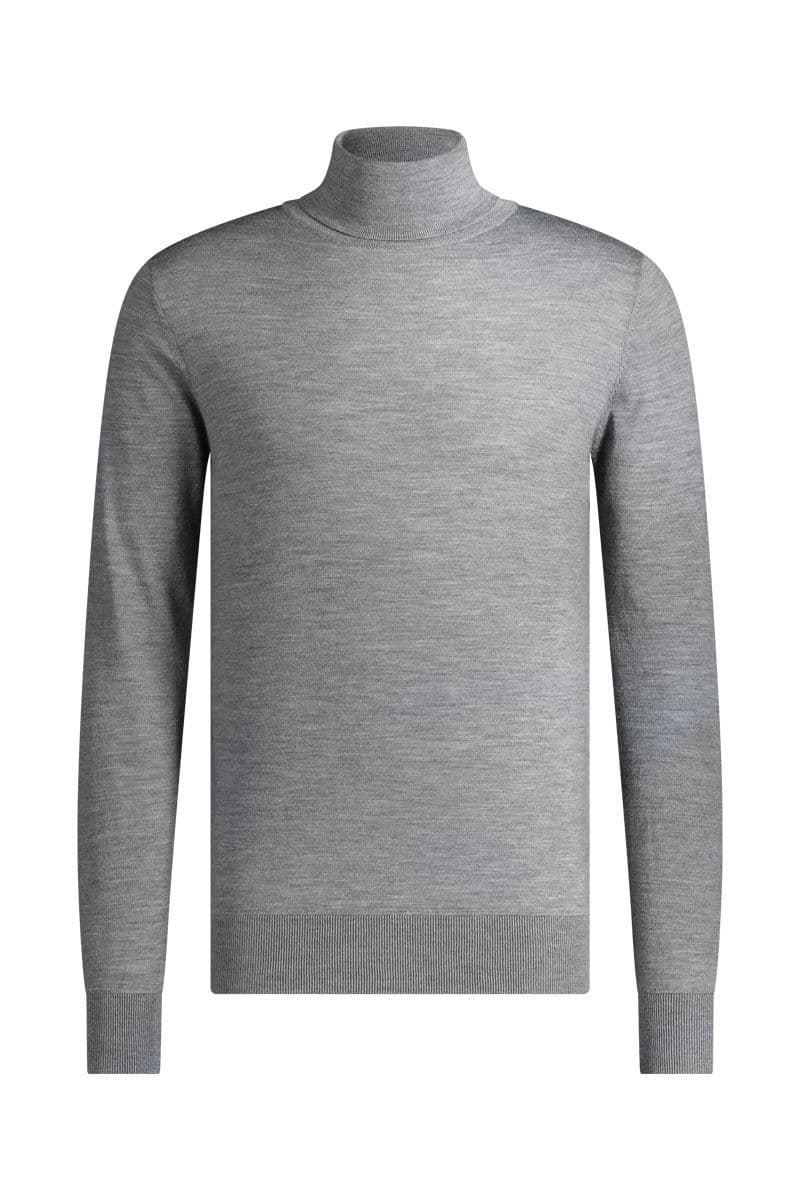 Merinowolle Rollkragenpullover Herren in Grau