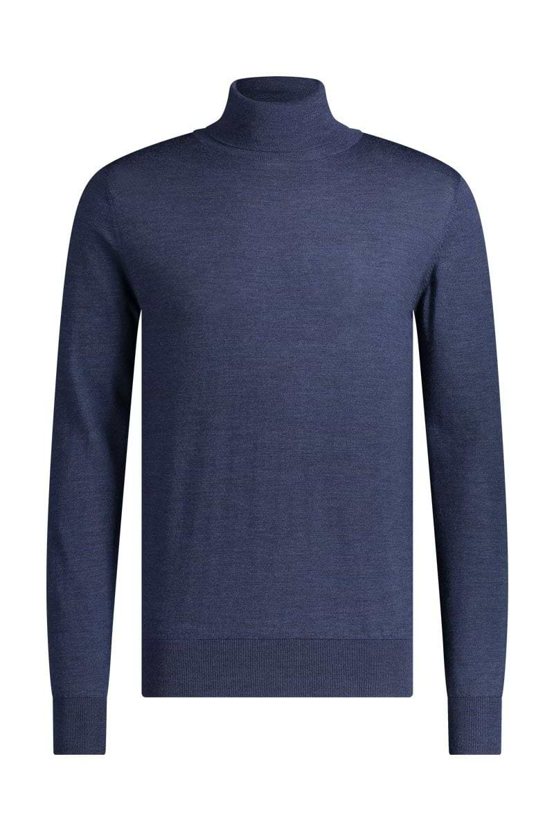 Merinowolle Rollkragenpullover Herren in Blau